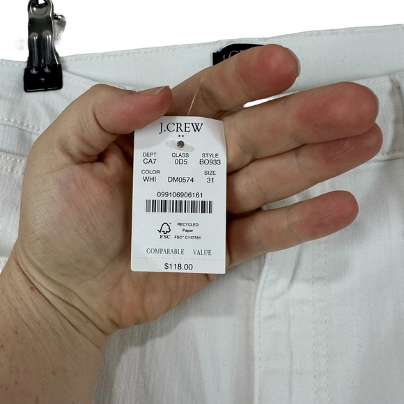 NWT J. Crew Mid-Rise Flare Crop Signature Stretch Raw Hem Jeans White Sz 31 - Picture 6 of 9